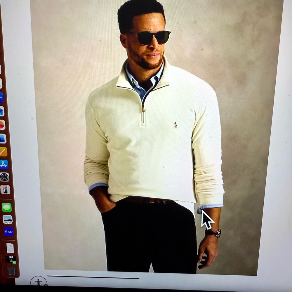 Polo by Ralph Lauren Men's Cream Zip-Up Sweater new without tags